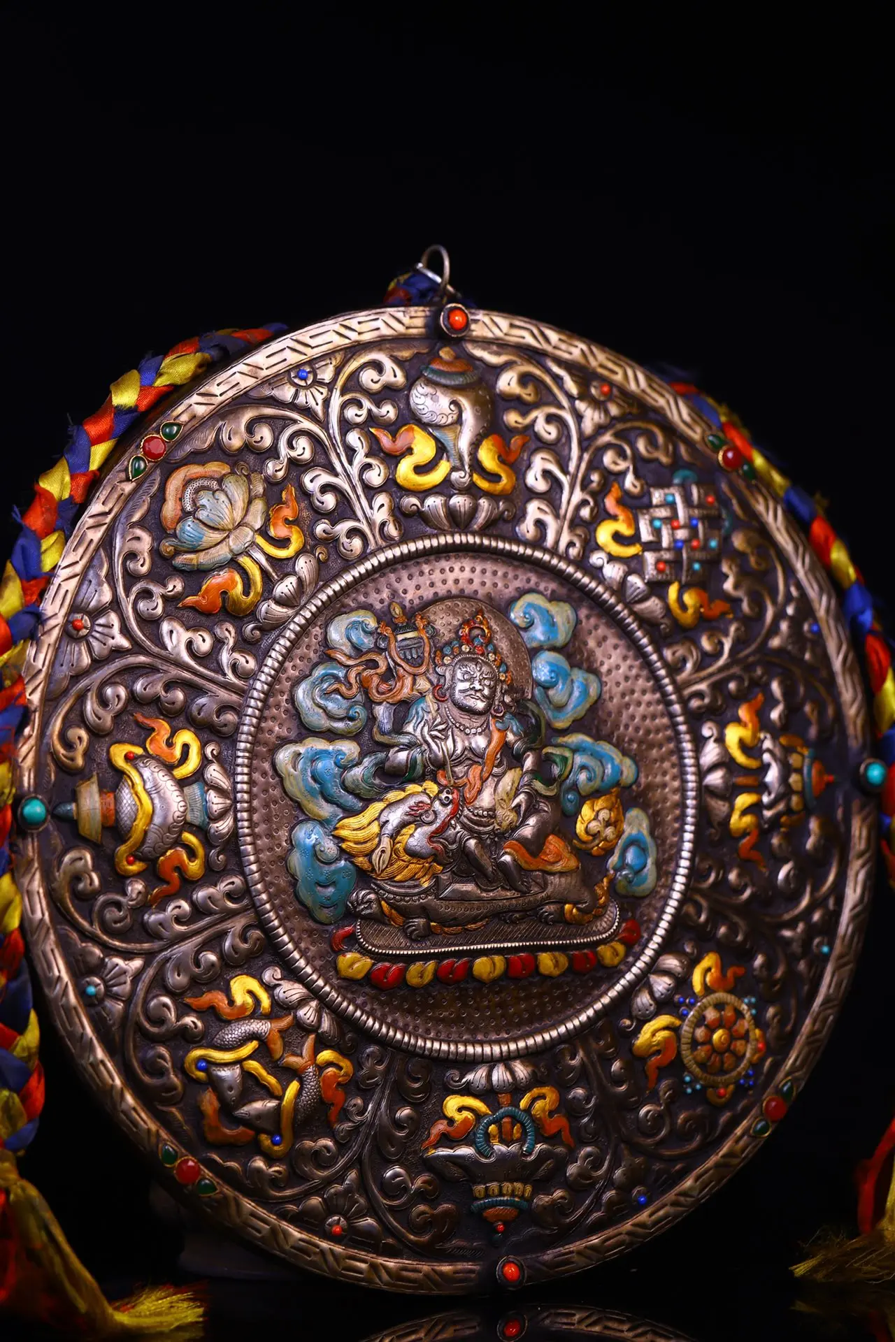 16"Tibetan Temple Collection Old Tiantie Painted Mosaic Gem Vaisravana Buddha Eight Treasure Pattern Thangka Worship Hall
16"Tibetan Temple Collection Old Tiantie Painted Mosaic Gem Vaisravana Buddha Eight Treasure Pattern Thangka Worship Hall