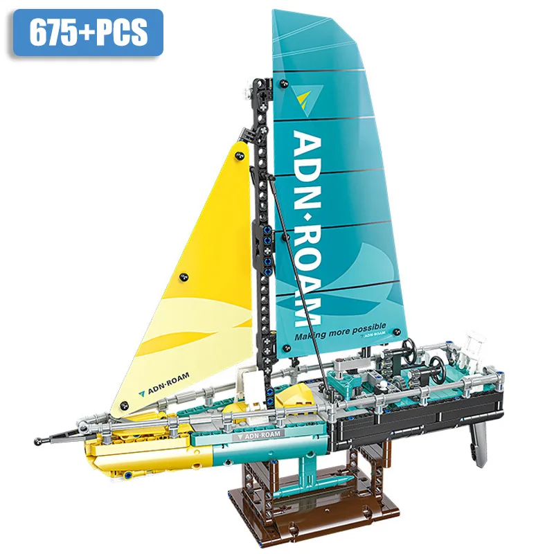 

2024 New MOC City Ocean-going Type-65 Sailboat Building Blocks DIY Assemble Sailing Vessel Model Bricks Toys For Children Gifts