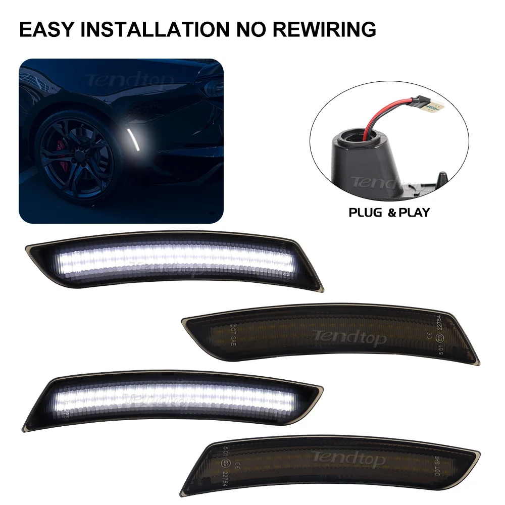 4pcs White Lights Smoked Lens LED Side Marker Lights Front Rear Bumper Side Marker Lamps for Chevy Camaro 2016-2023
4pcs White Lights Smoked Lens LED Side Marker Lights Front Rear Bumper Side Marker Lamps for Chevy Camaro 2016-2023