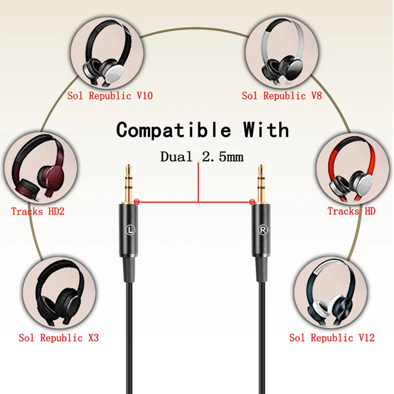Flexural Replacement 1.4m Audio Cable With Mic For Sol Republic Master Tracks HD V8 V10 V12 X3 Headphone Audio Cable Flexural Replacement 1.4m Audio Cable With Mic For Sol Republic Master Tracks HD V8 V10 V12 X3 Headphone Audio Cable