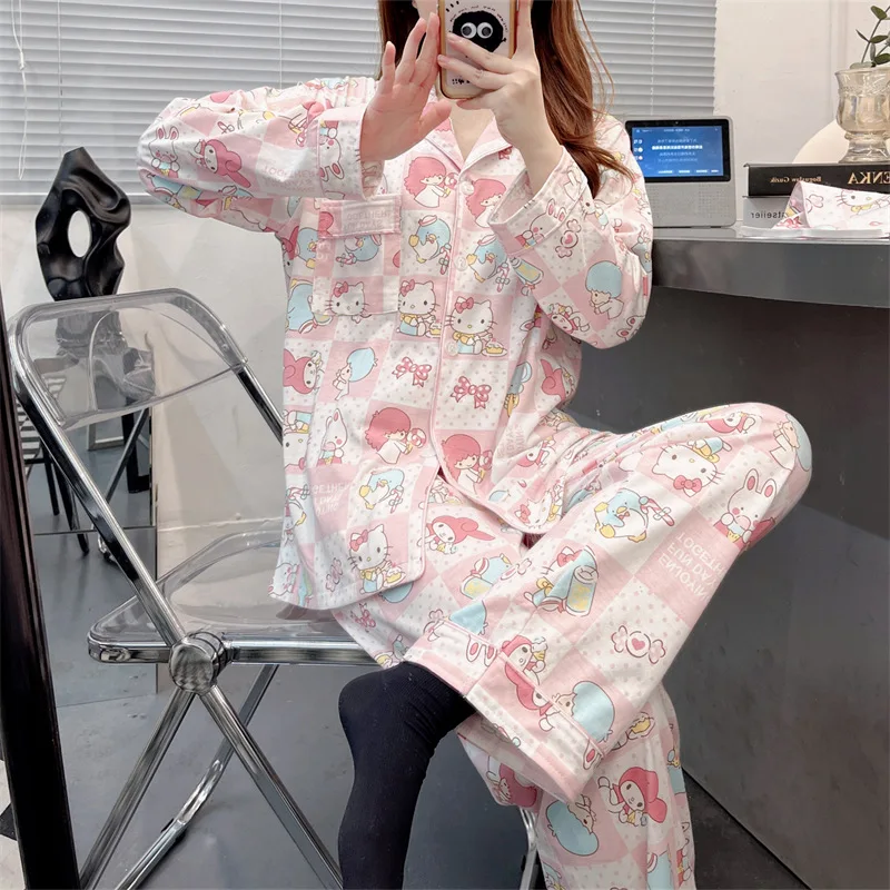 Kawaii Sanrio Hello Kitty My Melody Cartoon Women's Pajamas Spring Autumn Japanese Style Ins Pure Cotton Long-Sleeved Cardigan
Kawaii Sanrio Hello Kitty My Melody Cartoon Women's Pajamas Spring Autumn Japanese Style Ins Pure Cotton Long-Sleeved Cardigan