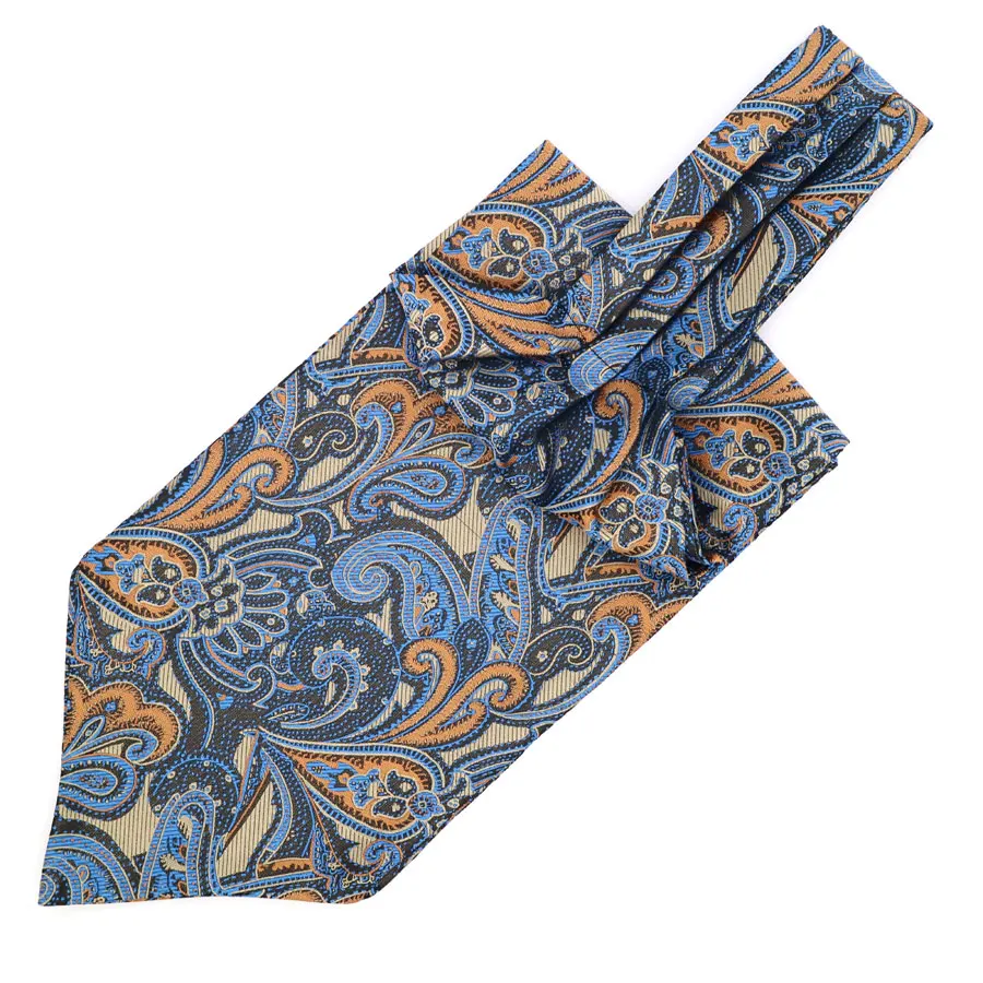 

Fashion 100% Silk Men's Cravat Ascot Tie Blue Orange Floral Paisley Gentleman Self Tied Neckties Scarf Wedding Party LJ01-20
