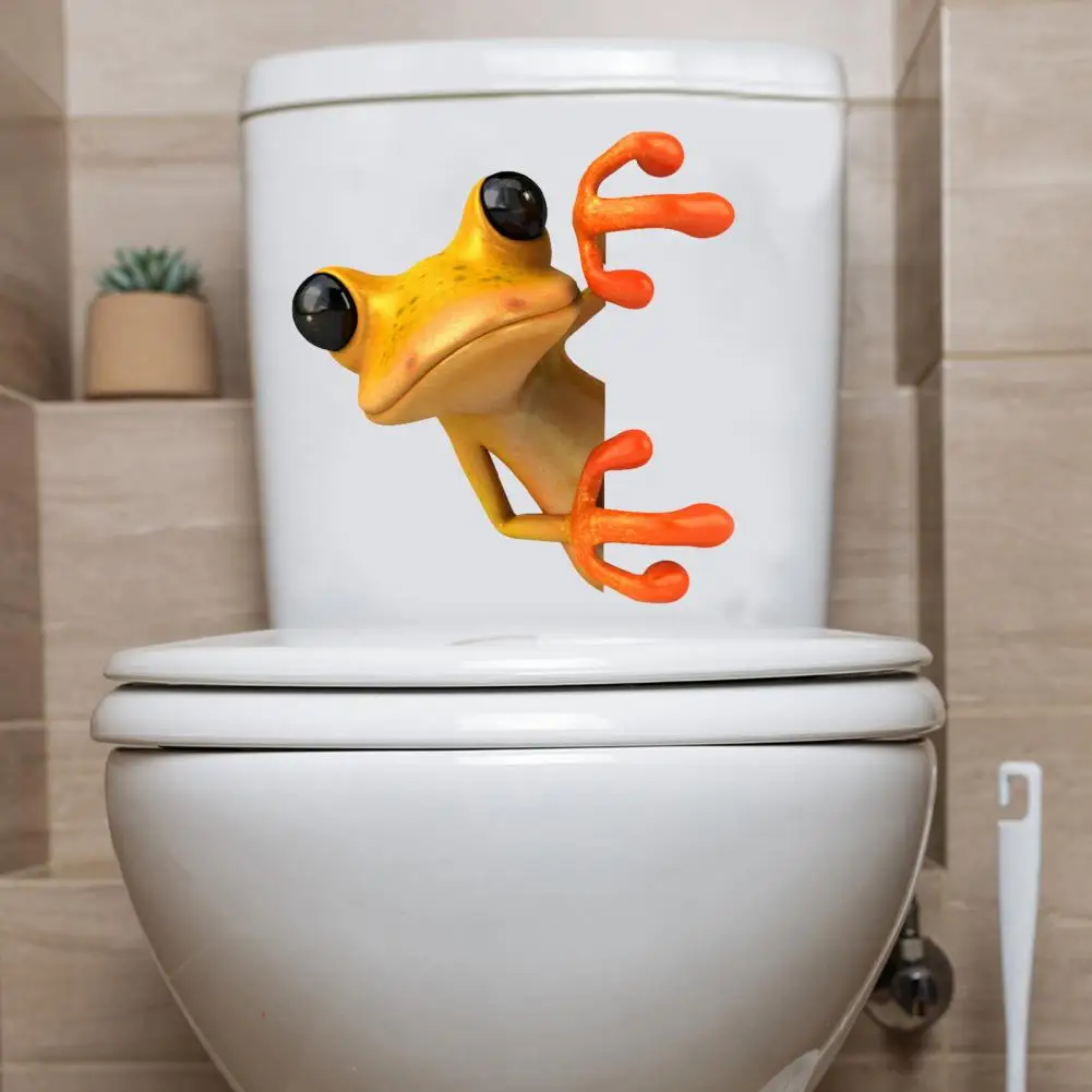 

Frog Toilet Stickers Frog Bathroom Toilet Sticker Set Waterproof Pvc Material Long-lasting Decorations Decals Cartoon Big Eye