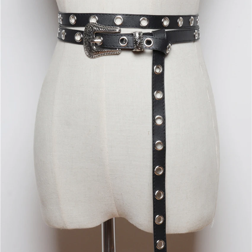 New Women's Hip Hop Style Double Circle Hole Belt Carved Buckle Fashion Steampunk Decoration Waist Adjustable Black Long Belt
New Women's Hip Hop Style Double Circle Hole Belt Carved Buckle Fashion Steampunk Decoration Waist Adjustable Black Long Belt