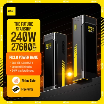 AOHI 미래 우주선 240W 27,600mAh LED 디스플레이 보조베터리(3FT C-C 케이블 포함)