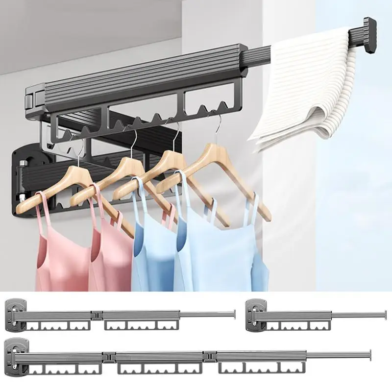 

Wall Mounted Clothes Hanger Space Saving Folding Drying Rack 540 Degree Rotatable Laundry Hanger Clothes Rack For home Balcony