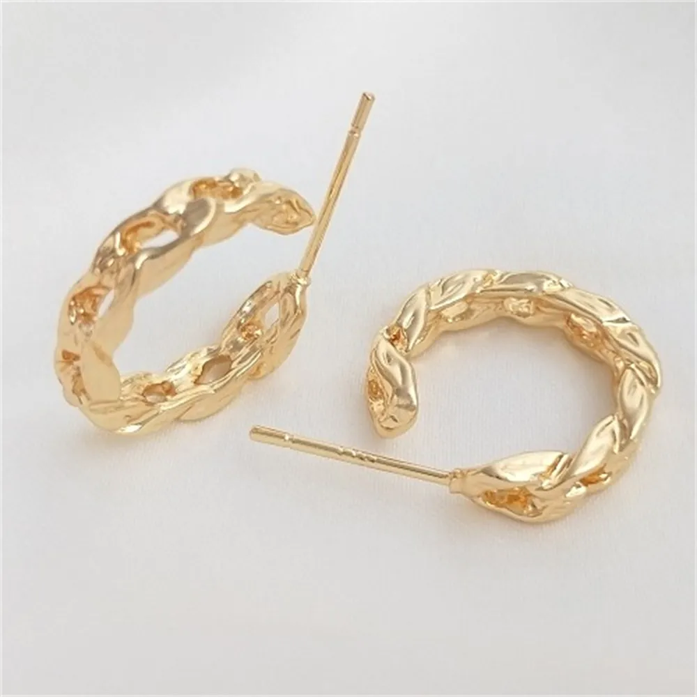 S925 Silver Needle Earrings 14K Gold-plated Twist Chain Earrings Handmade Earrings Diy Fashion Temperament Ear Accessories E092
S925 Silver Needle Earrings 14K Gold-plated Twist Chain Earrings Handmade Earrings Diy Fashion Temperament Ear Accessories E092