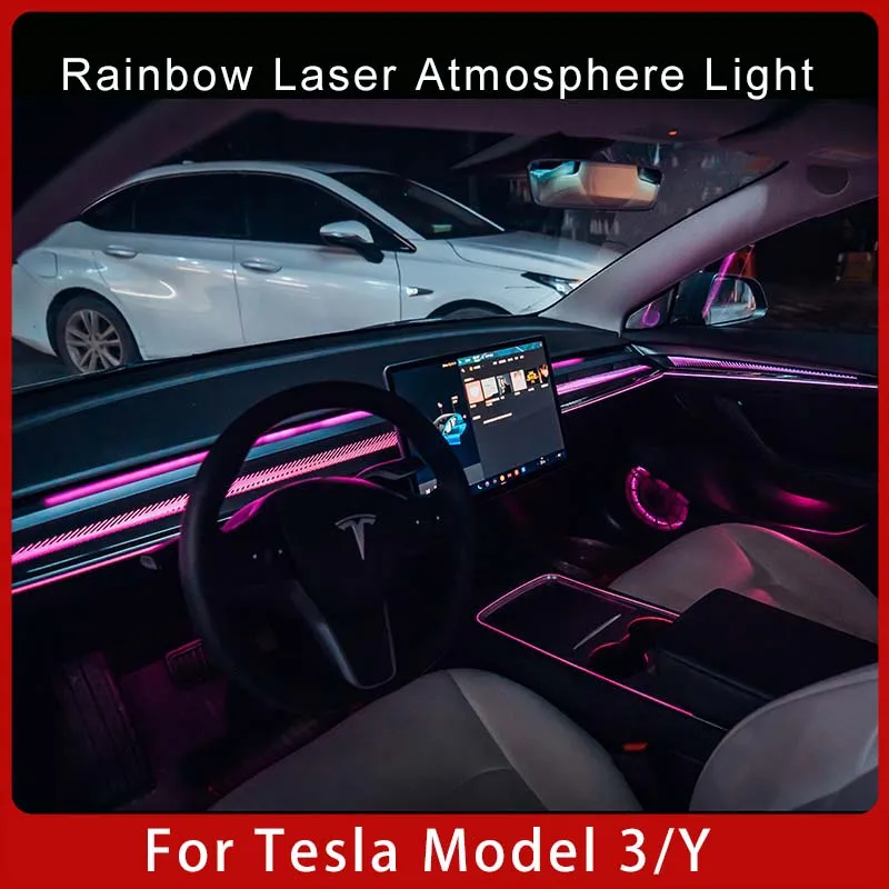 

Car Styling Ambient Lamp Lights For Tesla Model 3/Model Y 2021-2023 Rainbow laser Atmosphere lamp Decorate Ambient Light