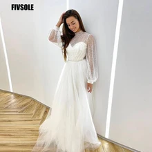 Fivsole Long Sleeves A Line Wedding Dress 2022 High Neck Glitter Tulle Floor Length Garden Bride Dresses Wedding Gowns Plus Size
Fivsole Long Sleeves A Line Wedding Dress 2022 High Neck Glitter Tulle Floor Length Garden Bride Dresses Wedding Gowns Plus Size