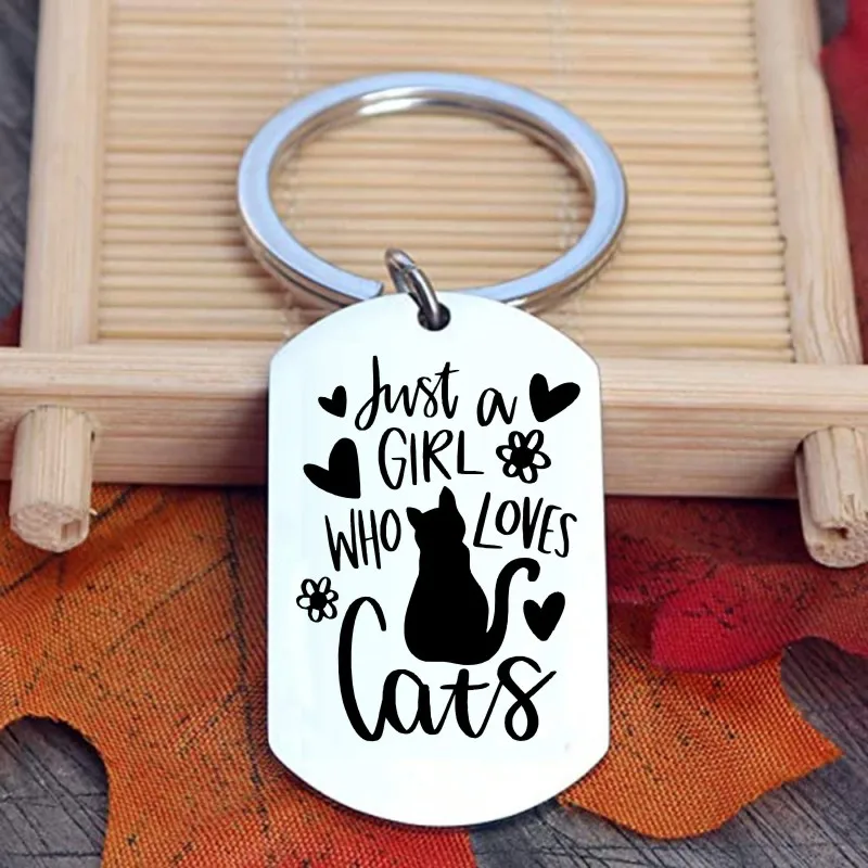 A Girl Who Loves Cats Keychain Cute Stainless Steel Key Chain Ring Purse Bag Backpack Charm Birthday Christmas Gift
A Girl Who Loves Cats Keychain Cute Stainless Steel Key Chain Ring Purse Bag Backpack Charm Birthday Christmas Gift