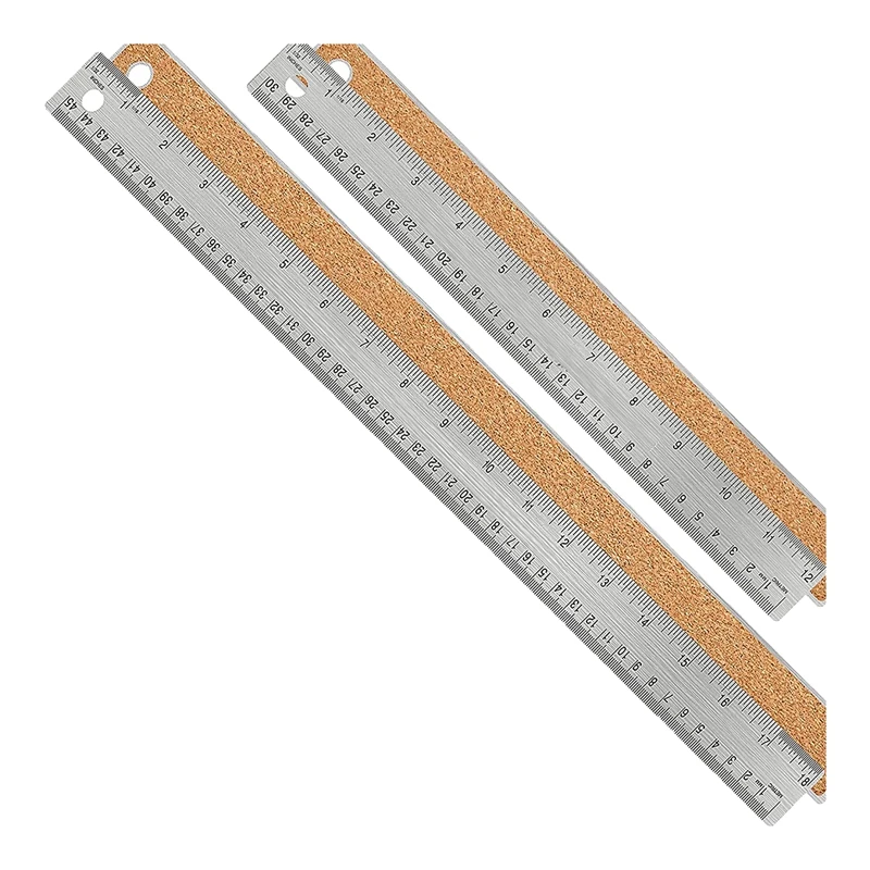 

Metal Ruler Non-Slip Ruler With Cork Backing:(12+18 Inch) Stainless Steel Ruler Non-Slip Rulers With Inch And Centimeters