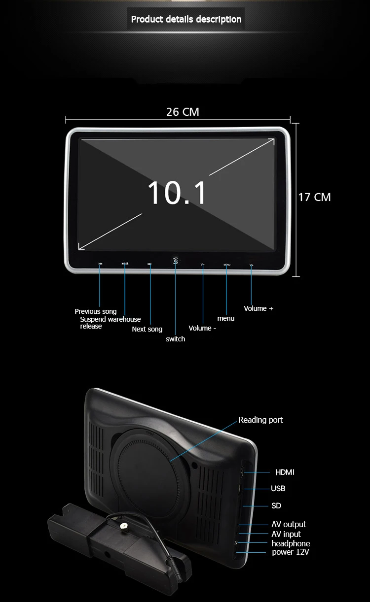 رقيقة جدا شاشة الكريستال السائل 10.1 بوصة سيارة مسند الرأس رصد AV لاعب مرآة ربط FHD1080P شاشة فيديو مع USB/SD الوسائط المتعددة 26 رقيقة جدا شاشة الكريستال السائل 10.1 بوصة سيارة مسند الرأس رصد AV لاعب مرآة ربط FHD1080P شاشة فيديو مع USB/SD الوسائط المتعددة