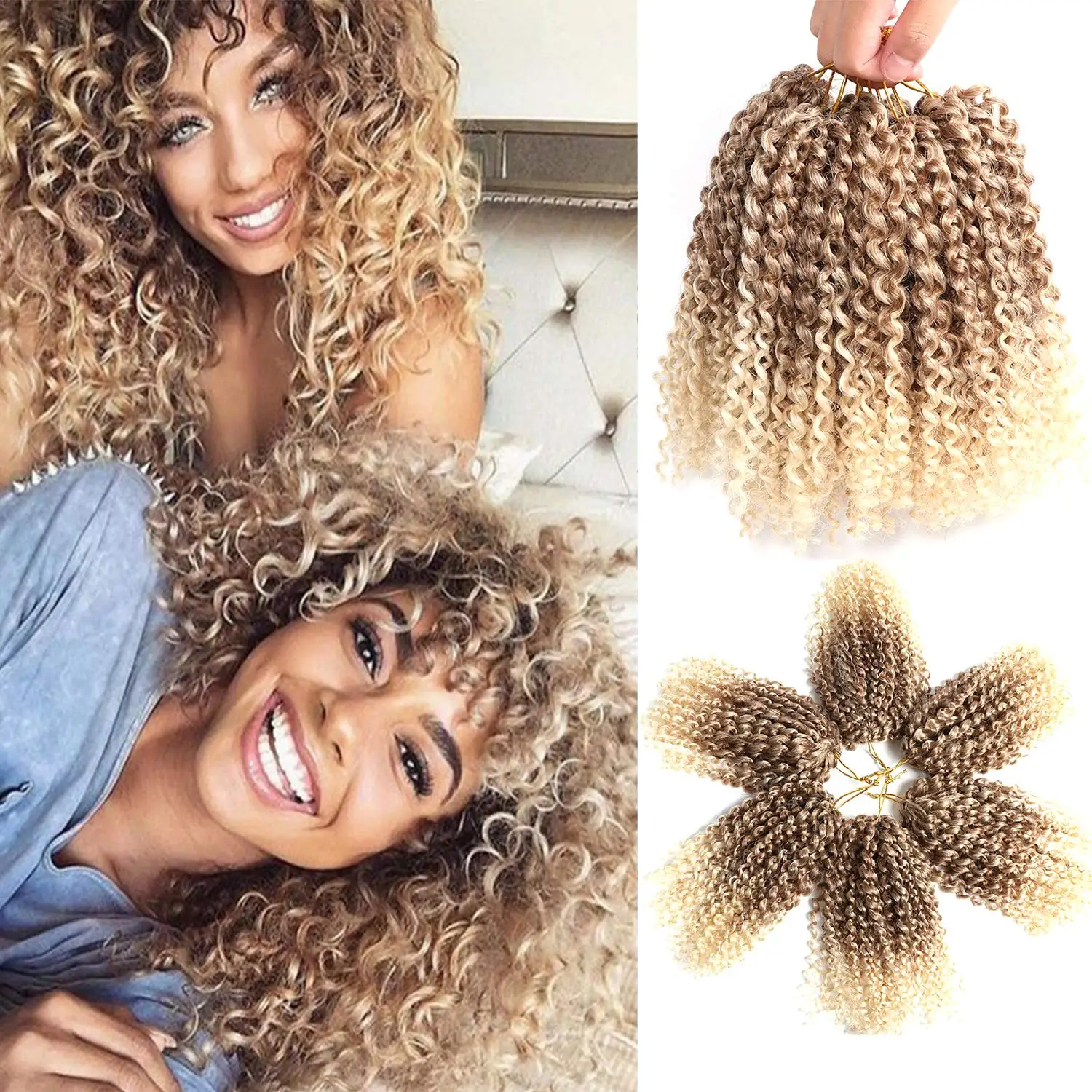 

Afro Kinky Curly Braiding Hair Marlybob Crochet Braids Hair Short Pre-looped Crochet Passion Twist Braiding Hair Ombre 8 Inch