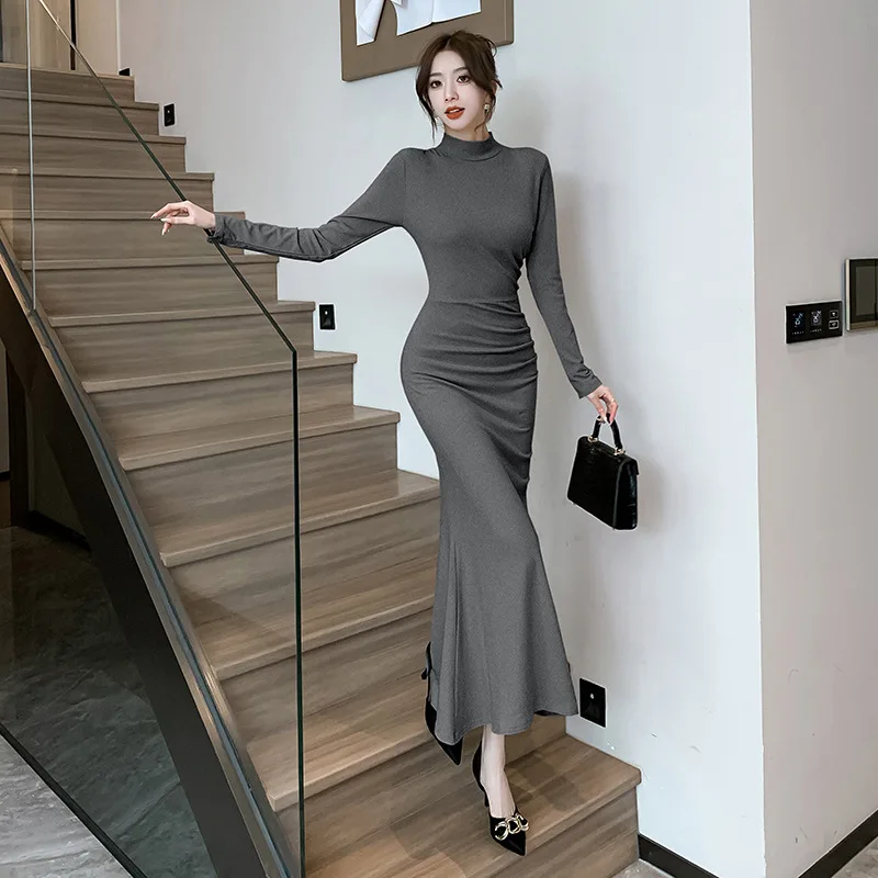 Autumn Winter Elegant Dress Women Solid Long Sleeve Round Neck Slim Stretch Long Vestios with belt Female Party Streetwear
Autumn Winter Elegant Dress Women Solid Long Sleeve Round Neck Slim Stretch Long Vestios with belt Female Party Streetwear