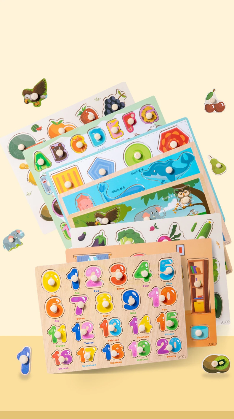 Montessori Wooden Puzzles Hand Grab Boards Toys Tangram Jigsaw Baby Educational Toys Cartoon Vehicle Animals Fruits 3D Puzzles Montessori Wooden Puzzles Hand Grab Boards Toys Tangram Jigsaw Baby Educational Toys Cartoon Vehicle Animals Fruits 3D Puzzles