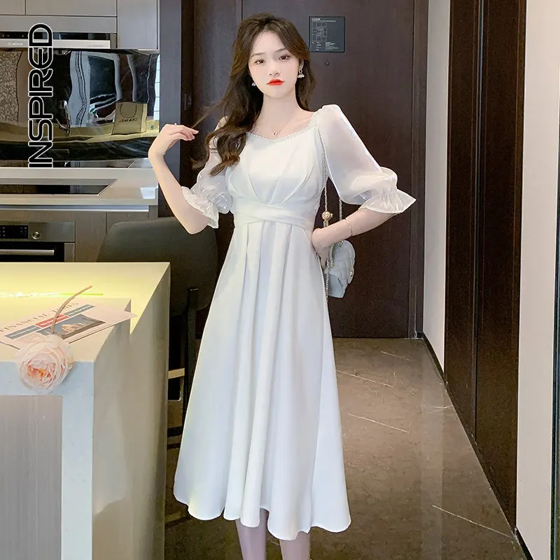 Elegant White Dress Women 2023 Summer Mesh Sleeve Wedding Party Dresses for Women Waist Slimming Simple Fashion Midi Dress
Elegant White Dress Women 2023 Summer Mesh Sleeve Wedding Party Dresses for Women Waist Slimming Simple Fashion Midi Dress