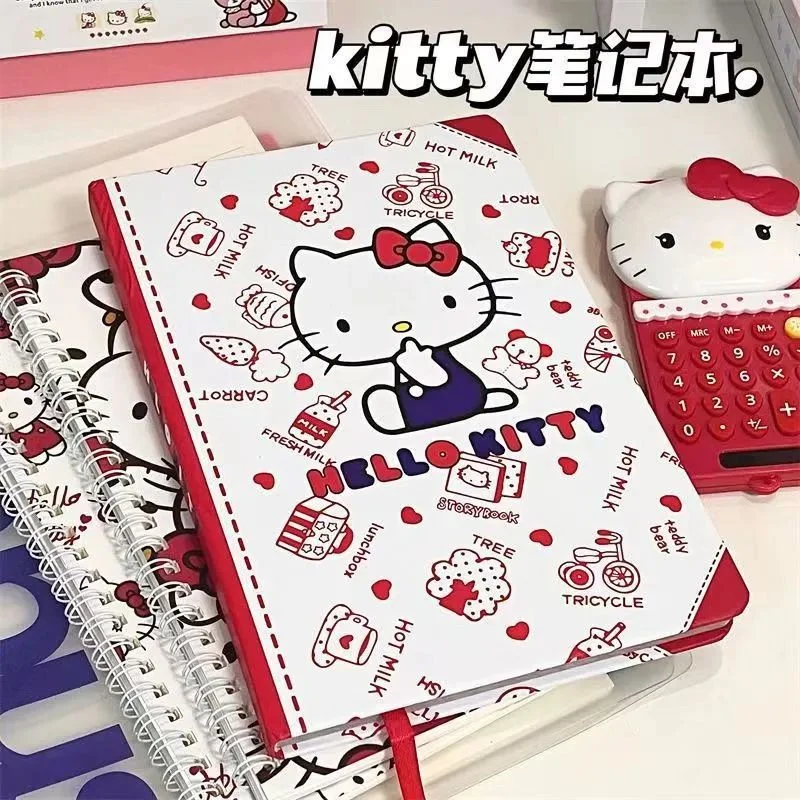 

Sanrio Hello kitty Notebook Good-looking Student Cute Girly Heart Hard Shell Coloring Page Learning Stationery Notepad Gift Toys