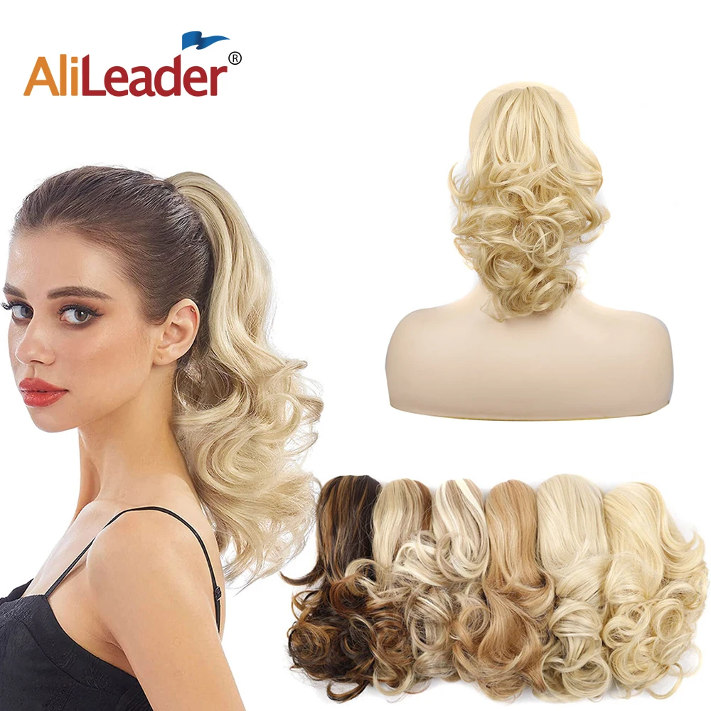 

Party Gorgeous Curly Ponytail Hairstyle Synthetic Claw Clip On Ponytail Hair Extension Big Clip Grab Short Wavy Pony Tail Claw