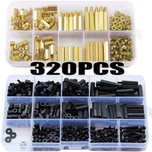 

320pcs M2 M3 M4 Brass Hex Standoff Nut Spacing Screw Assortment Set Male Female Threaded Hollow Pillar PCB Motherboard Spacer