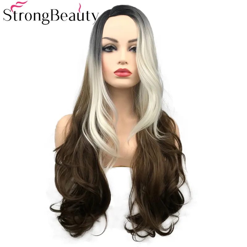

StrongBeauty Synthetic Long Natural Wavy Wigs Ombre Women Wig Capless Cosplay Party Hair Many Colors