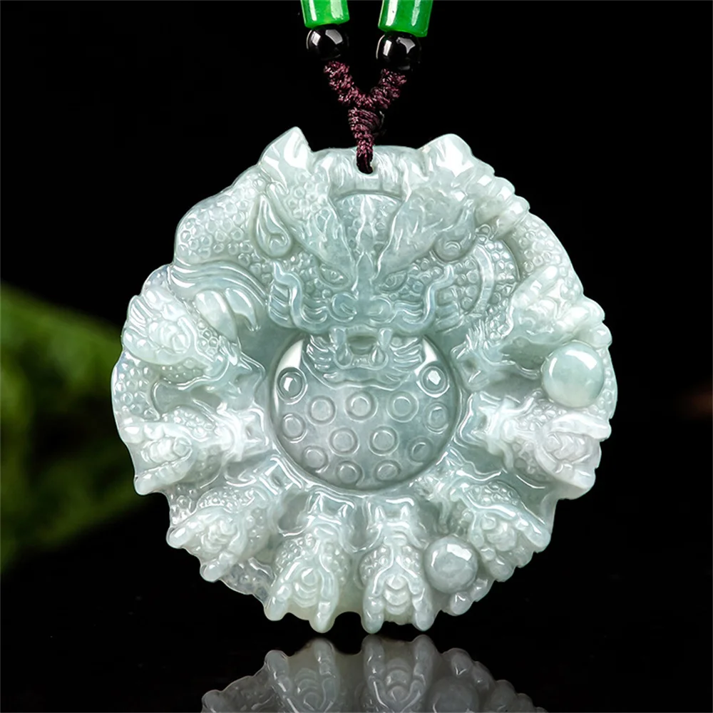 Natural Ice Jadeite Carved Exquisite Nine Dragon Lucky Pendant Amulet Necklace Certificate Luxury Jade Vintage Woman Man Jewelry
Natural Ice Jadeite Carved Exquisite Nine Dragon Lucky Pendant Amulet Necklace Certificate Luxury Jade Vintage Woman Man Jewelry