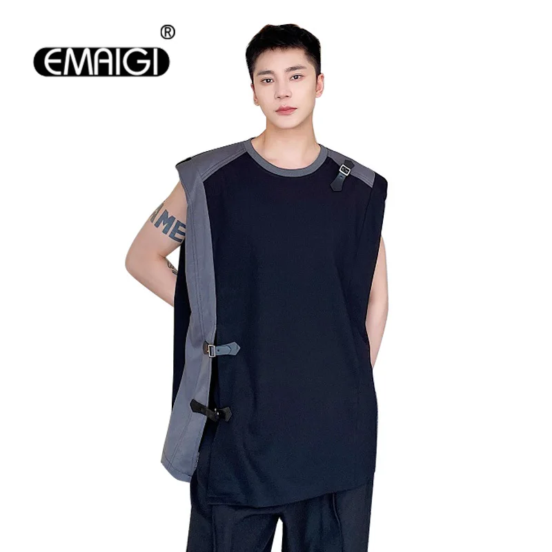 Summer Men Japan Korean Streetwear Fashion Shoulder Pad Leather Button Sleeveless T-shirt Tank Top Male Oversize Tee Shirts
Summer Men Japan Korean Streetwear Fashion Shoulder Pad Leather Button Sleeveless T-shirt Tank Top Male Oversize Tee Shirts