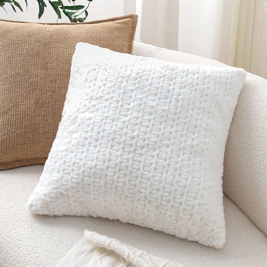 

45x45 см белый мягкий плюшевый чехол для подушки в скандинавском стиле для гостиной Декоративная Наволочка на молнии декоративные наволочки для дивана