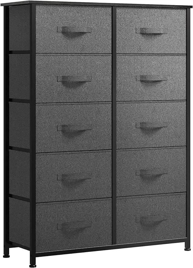 

Комод с 10 выдвижными ящиками-тканевая башня для хранения, органайзер для спальни, гостиной, прихожей, шкафов-прочная стальная рама