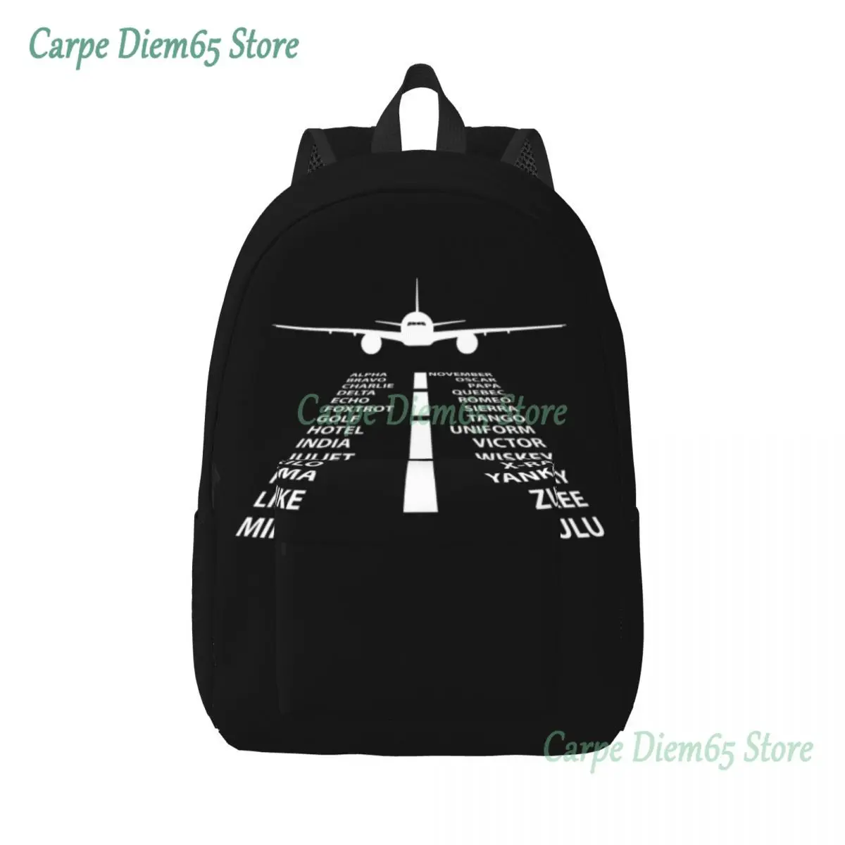 

Phonetic Alphabet Pilot Airplane Aviation Gift Laptop Backpack Basic Bookbag for College School Student Aviator Air Fighter Bags