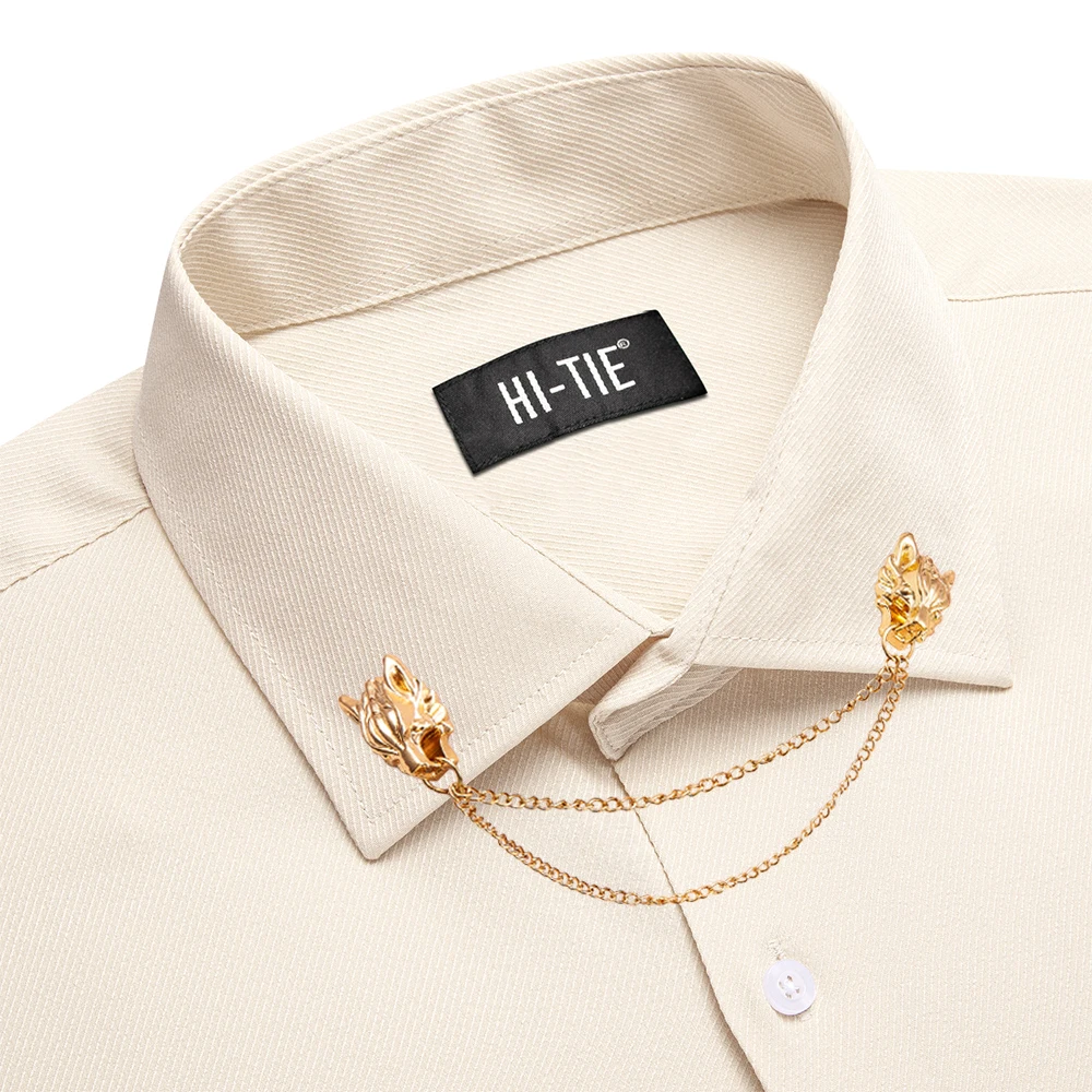 Hi-Tie Spring Autumn Mens Shirts Silk Champagne Long Sleeve Lapel High Quality Slim Fit Shirt For Male Wedding Business Formal
Hi-Tie Spring Autumn Mens Shirts Silk Champagne Long Sleeve Lapel High Quality Slim Fit Shirt For Male Wedding Business Formal