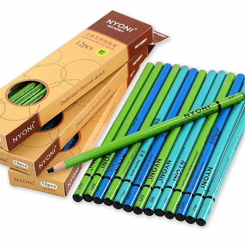 

12pcs/box Drawing Charcoal Pencil Set Soft Medium Hard Painting Set Sketch Painting Stationery School Students Supplies