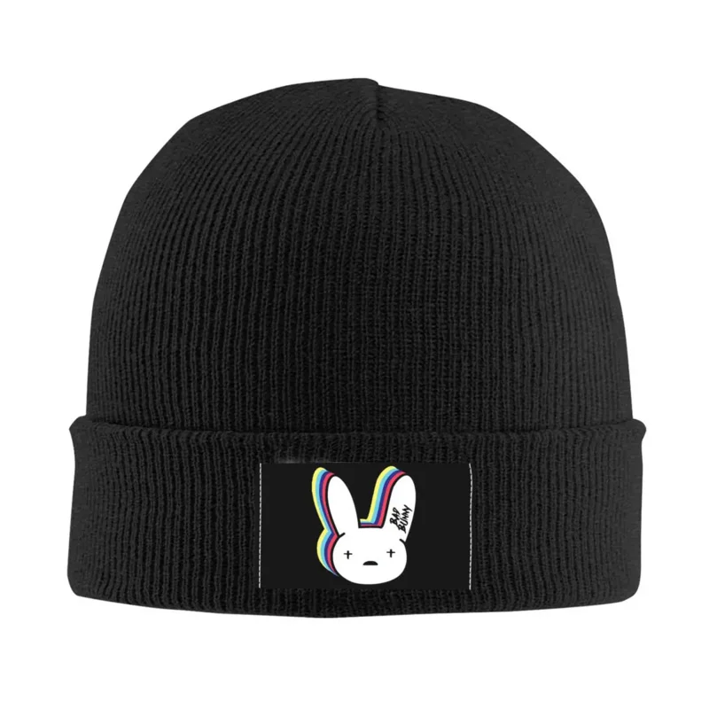 

Bad Bunnys Skullies Beanies Caps Unisex Winter Warm Knitted Hat Women Men Street Adult Rock Rapper Bonnet Hats Outdoor Ski Cap