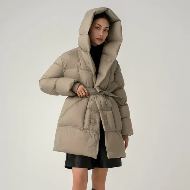 90 Goose Down Jacket Popular Wizard Hat Belt High-end Women's Mid Length Jacket
90 Goose Down Jacket Popular Wizard Hat Belt High-end Women's Mid Length Jacket