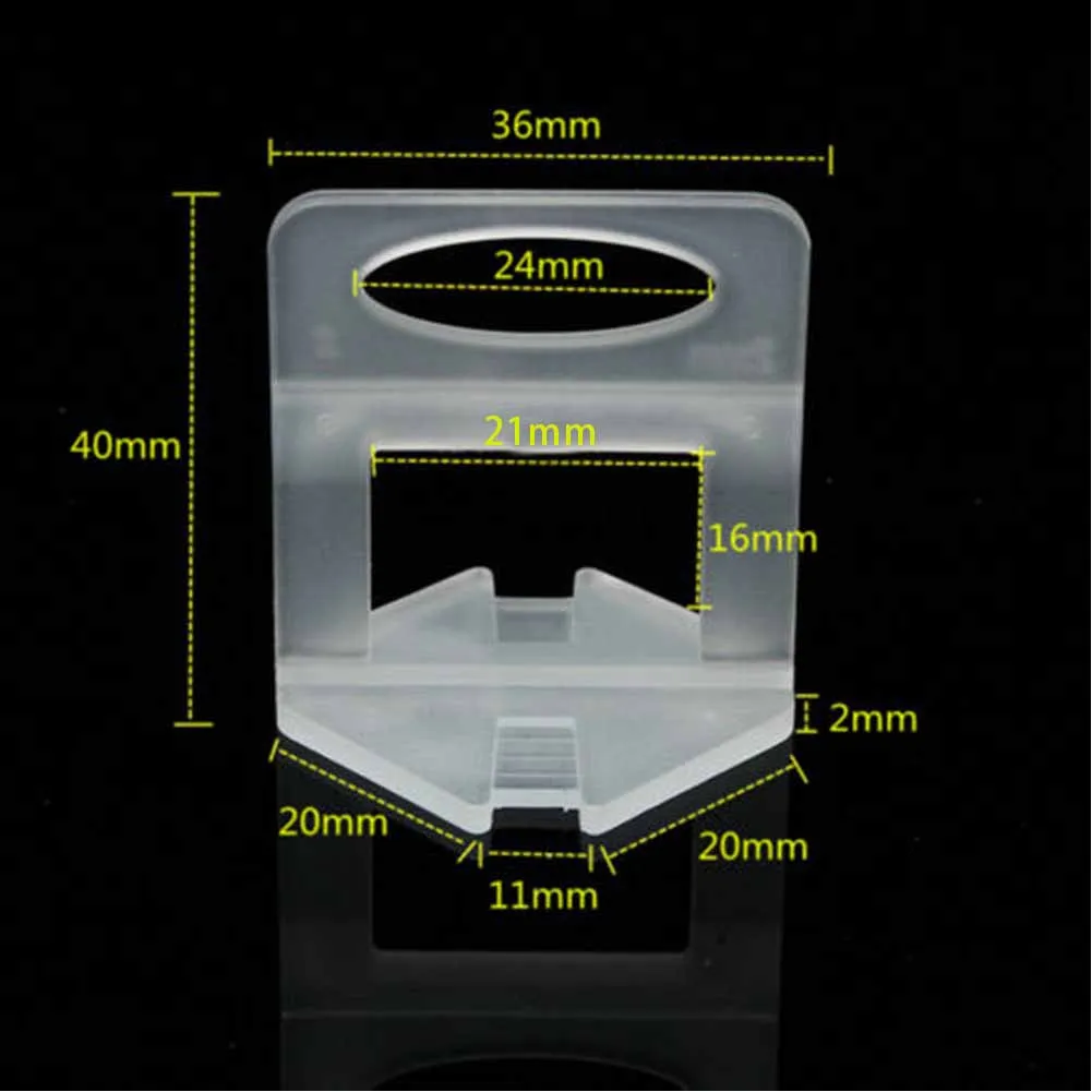 

1000 шт. многоразовые плоские зажимы для выравнивания плитки 2 мм стены пол разделители инструмент для плитки 40 мм * 36 мм для выравнивания плитки