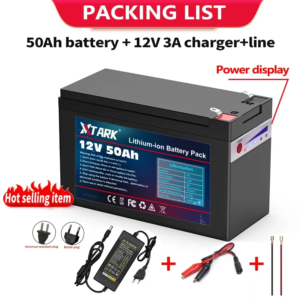 

NEW Sprayers 12V 120Ah Built-In High Current 30A BMS 18650 Lithium Battery Pack For Electric Vehicle Batterie 12.6V Charger