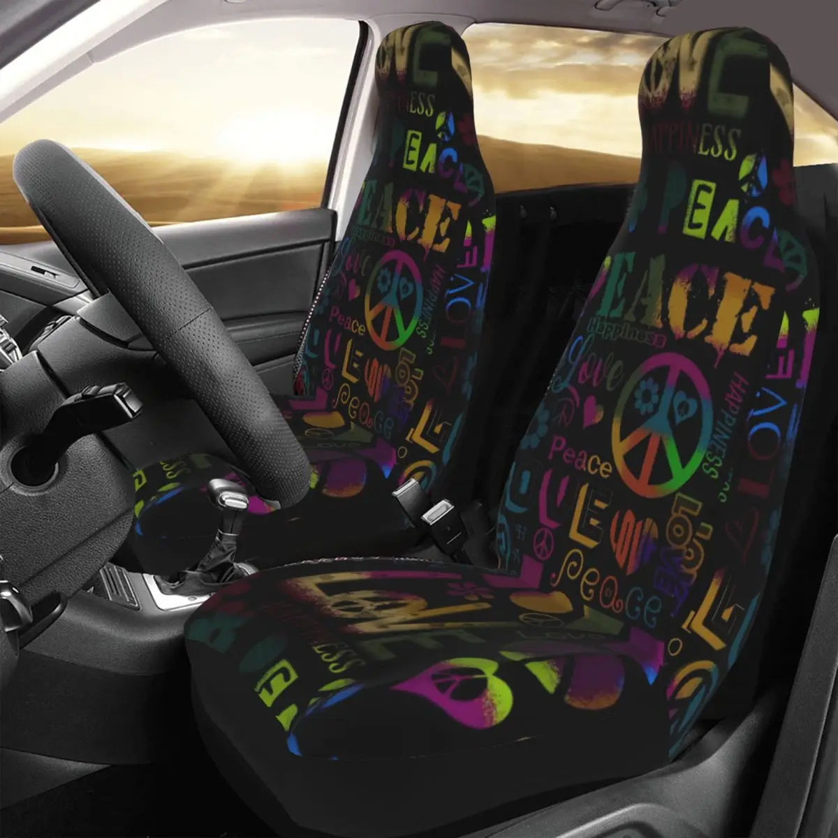 Hippie Style Peace Signs Car Seat Cover Custom Printing Universal Front Protector Accessories Cushion Set 
Hippie Style Peace Signs Car Seat Cover Custom Printing Universal Front Protector Accessories Cushion Set
