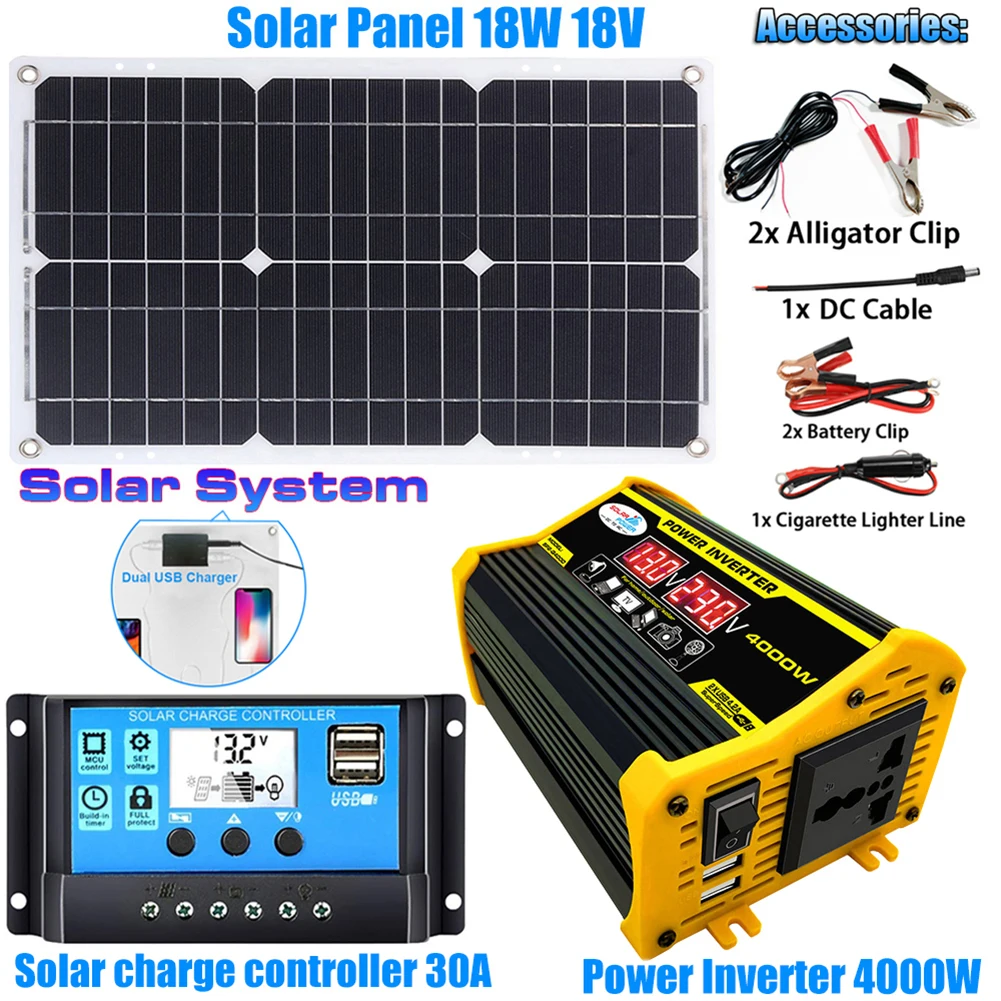 Solar Panel Kit Complete Power Generator System Surge Power 4000W LED Display Lightweight Design 220V Home Grid
Solar Panel Kit Complete Power Generator System Surge Power 4000W LED Display Lightweight Design 220V Home Grid