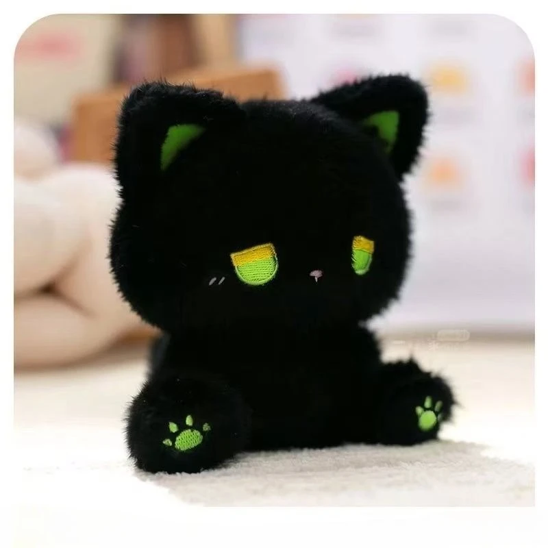 16cm Cute Silly Kitten Doll with High Appearance Plush Toy Cartoon Sitting Posture Doll Black Body with Different Color Eye Gift 16cm Cute Silly Kitten Doll with High Appearance Plush Toy Cartoon Sitting Posture Doll Black Body with Different Color Eye Gift