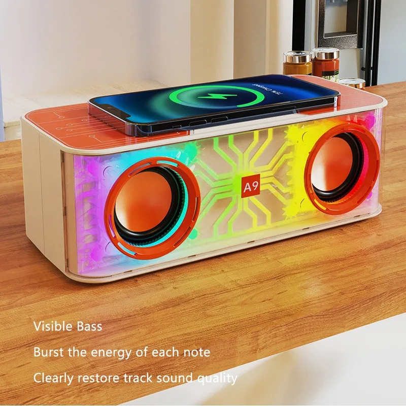 

Bluetooth Speaker Portable Boombox Twin Turbo Metal Diaphragm Subwoofer RGB Light Wireless Power Bank Outdoors 3D Surround Sound