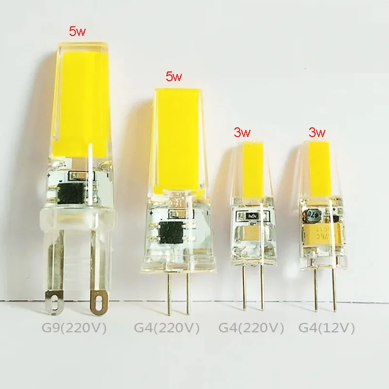 

10pcs 12v 220v G4 G9 LED Small Silicone Bulb Cob Mini Lamp 3w 5w 3000k 6000k Chandelier Crystal Light Replace 30w 50W Halogen