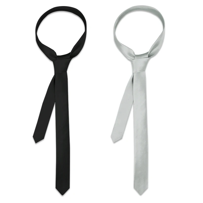 

Man Accessories 5cm Slim Skinny Black Tie for Men Jacquard Woven Solid Ties Wedding Necktie Silvery