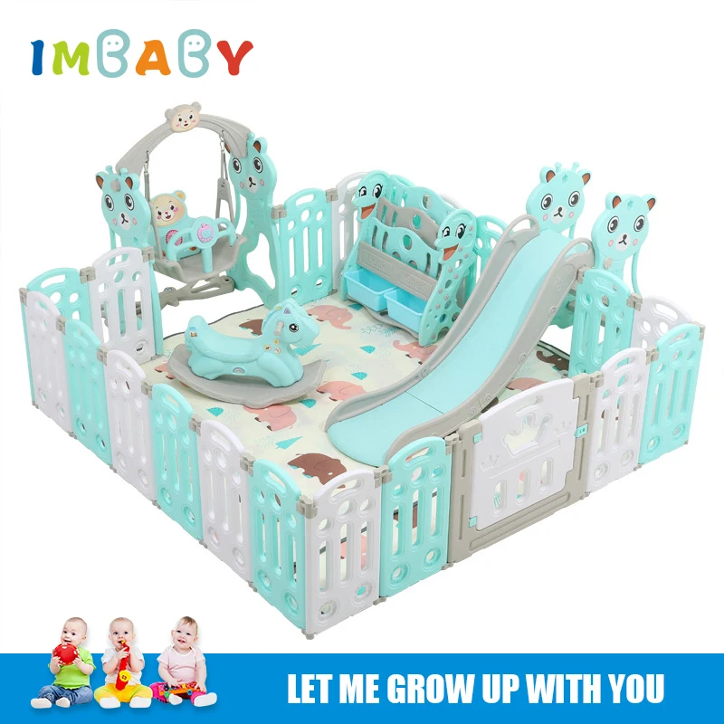 

IMBABY Baby Playpens Folding Playpen for Children Super Luxury Baby Playground with Free Mat Baby Safety Barrier Ball Pit Fence