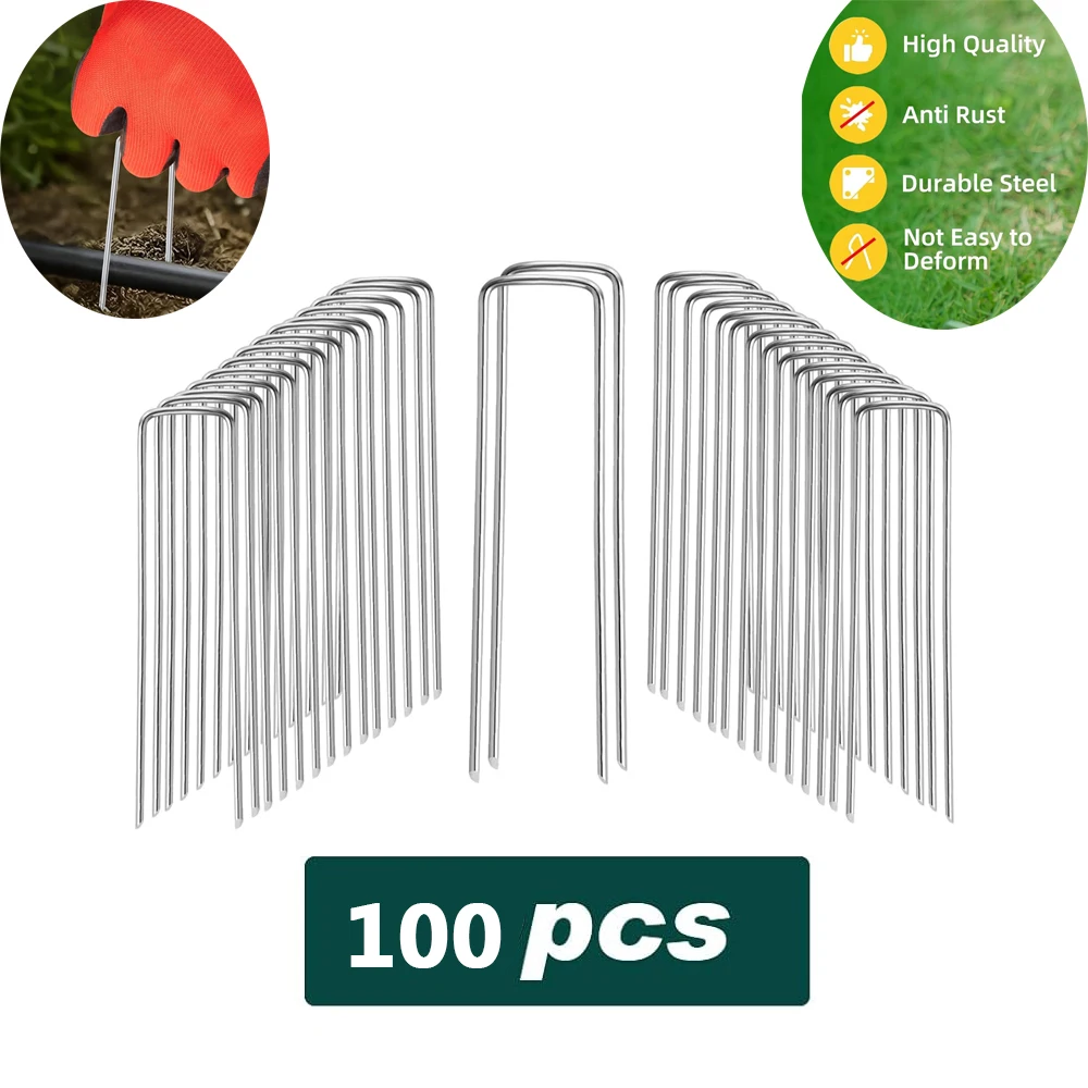 

Heavy Duty Galvanized Steel Garden Stakes Staples Securing Pegs for Securing Weed Fabric Landscape Fabric Netting Ground