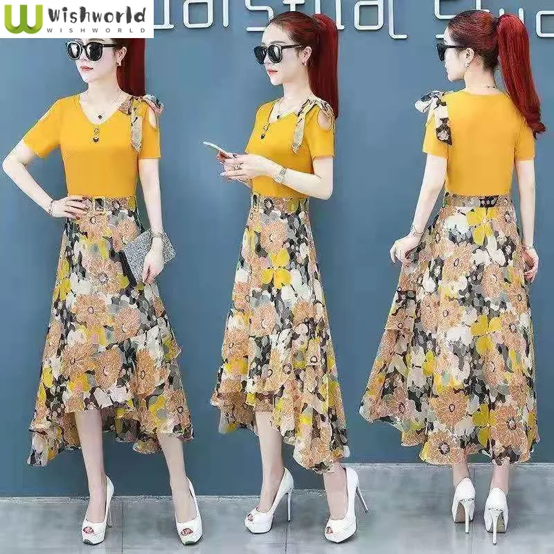 Chiffon Dress Irregular 2022 New Spring and Summer Women's Korean Fashion Short Sleeved Broken Flowers Thin Skirt
Chiffon Dress Irregular 2022 New Spring and Summer Women's Korean Fashion Short Sleeved Broken Flowers Thin Skirt