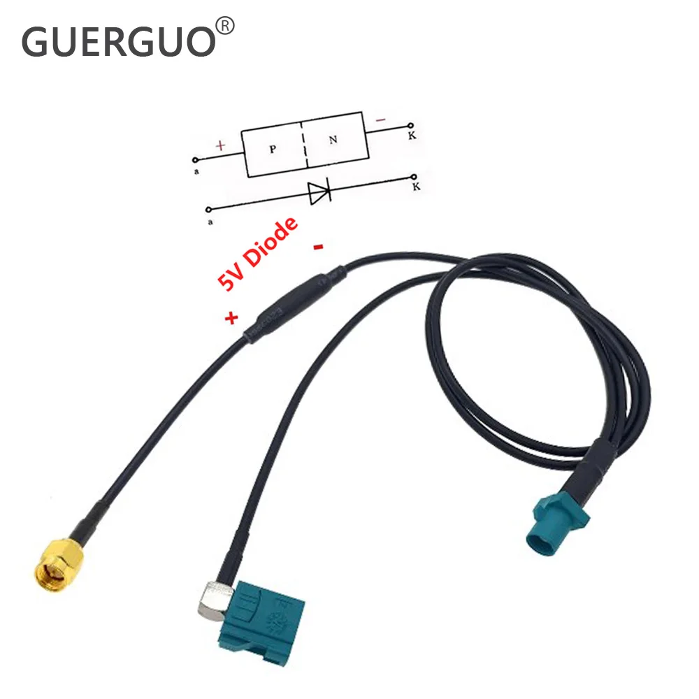

Fakra Z to SMA Male Y Type Splitter Cable With Diode RG174 Pigtail Car Navigation GPS Antenna Extension Cable for Android Device