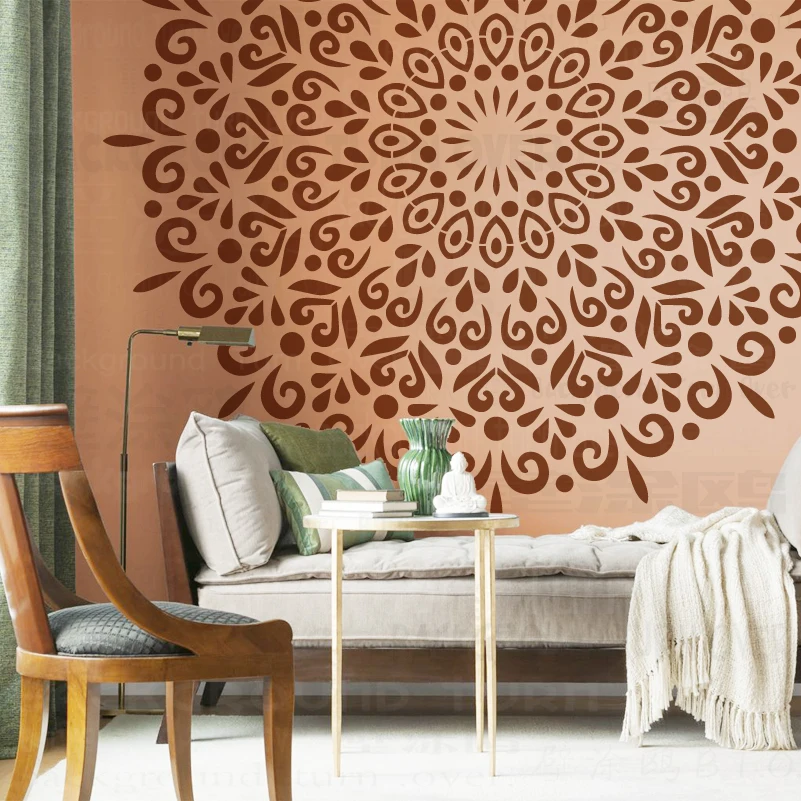 

150cm - 230cm Stencil Decor For Painting Wall Plaster Decorative Template Decors Drawing Tiles Giant Mandala Huge Round S388