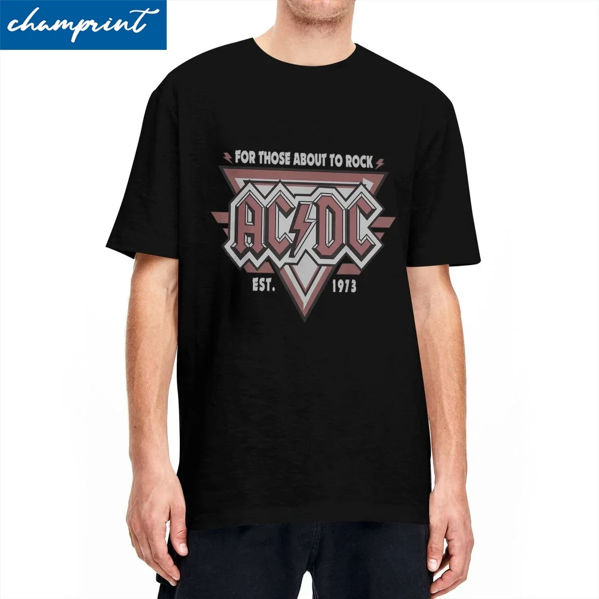 

Streetwear AC DC Est. 1973 T-Shirt Men O-neck Short Sleeve Top Tee Cotton Tops Shirts