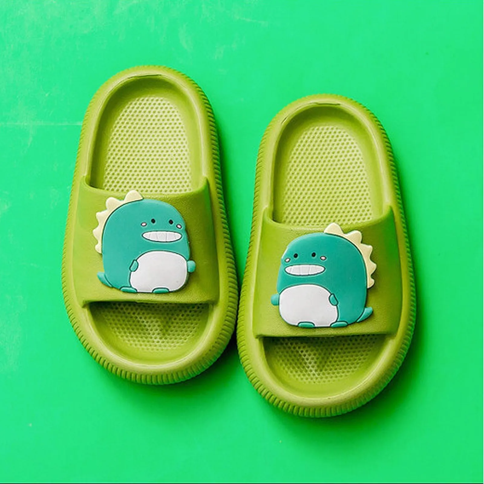 

Baby Boys Home Shoes Slippers Flip Flops For Children Cartoon Dinosaur Bathroom Antislip Thick Sole Slides 2-4years