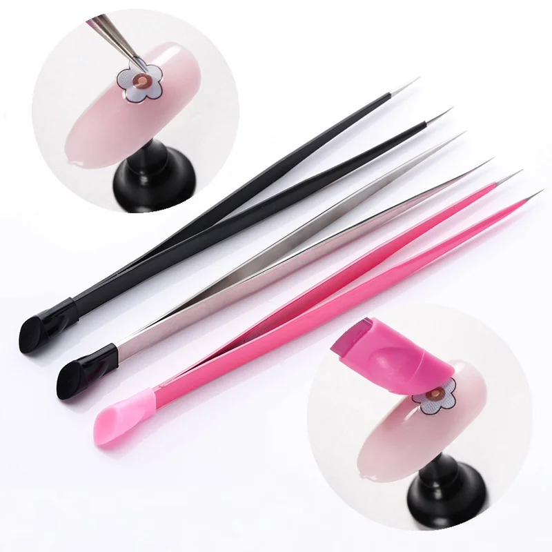 Black Nail Tweezers with Silicone Pressing Head for 3D Sticker Rhinestones Water Sticker Pink Stainless Steel Tweezer Nails Tool
Black Nail Tweezers with Silicone Pressing Head for 3D Sticker Rhinestones Water Sticker Pink Stainless Steel Tweezer Nails Tool