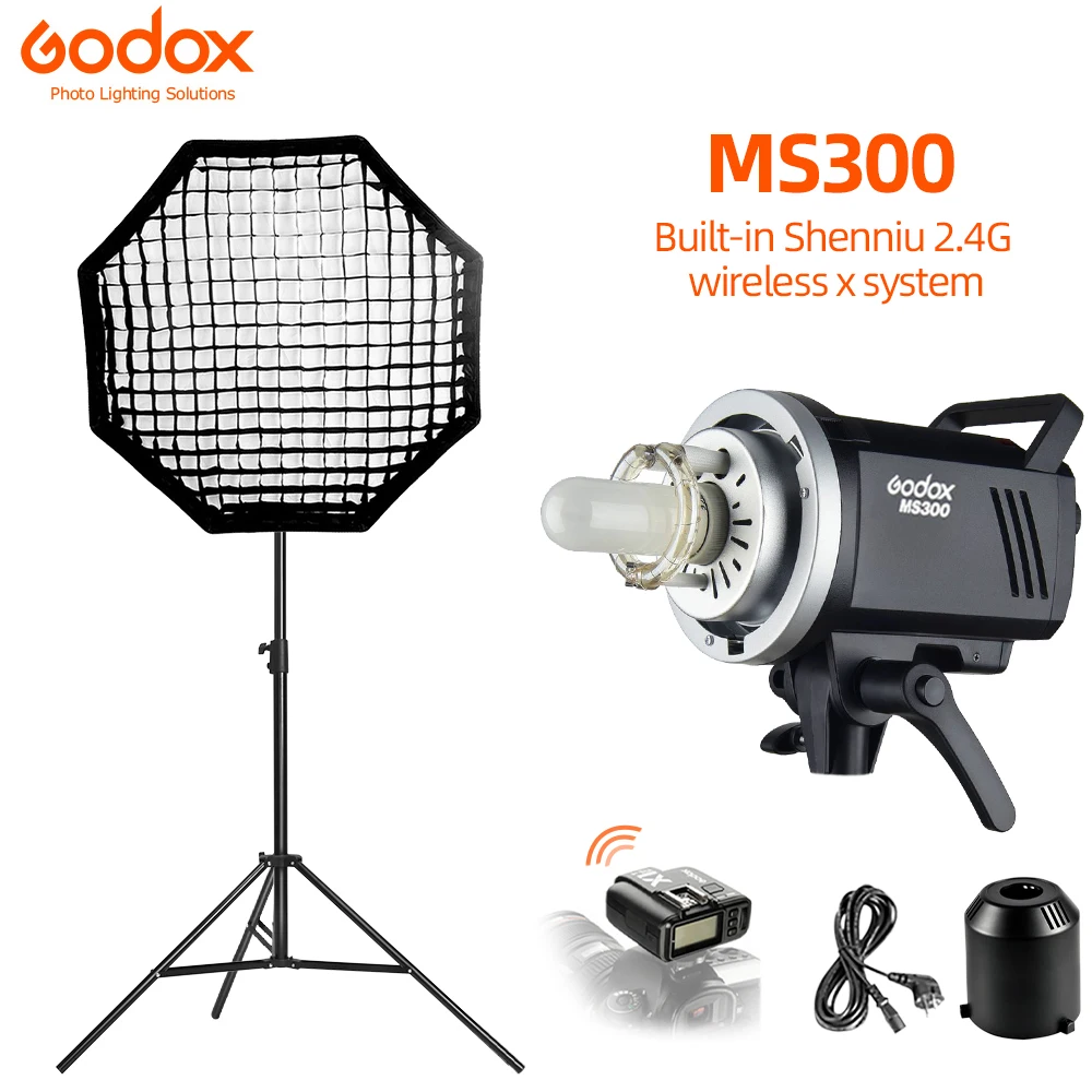 

Godox MS300 Studio Flash Strobe Light Monolight 300Ws 2.4G Wireless X System GN58 5600K 150W Modeling Lamp Bowens Mount